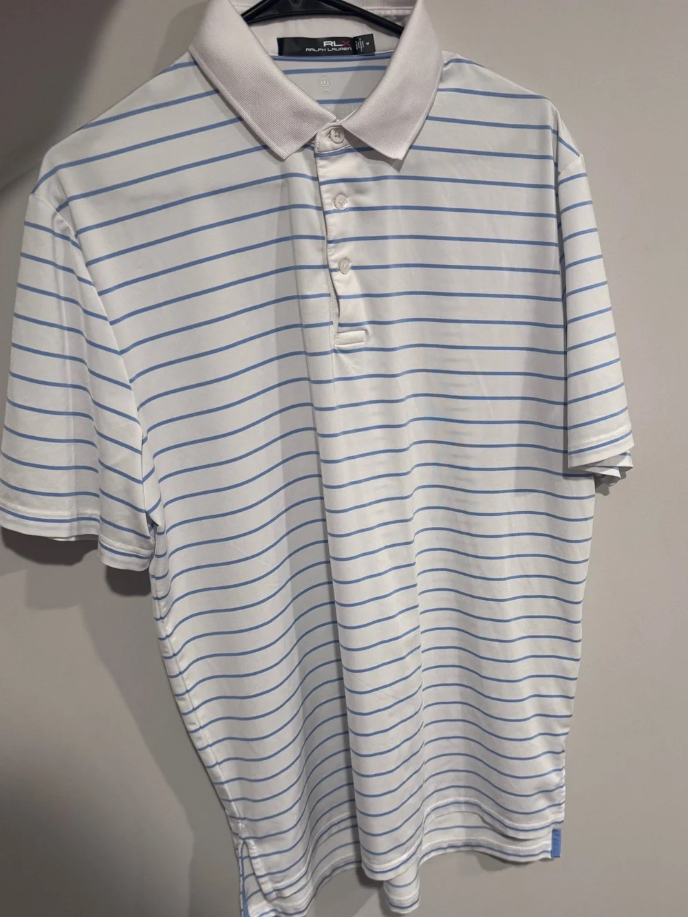 Ralph Lauren White Polo with Light Blue Stripes